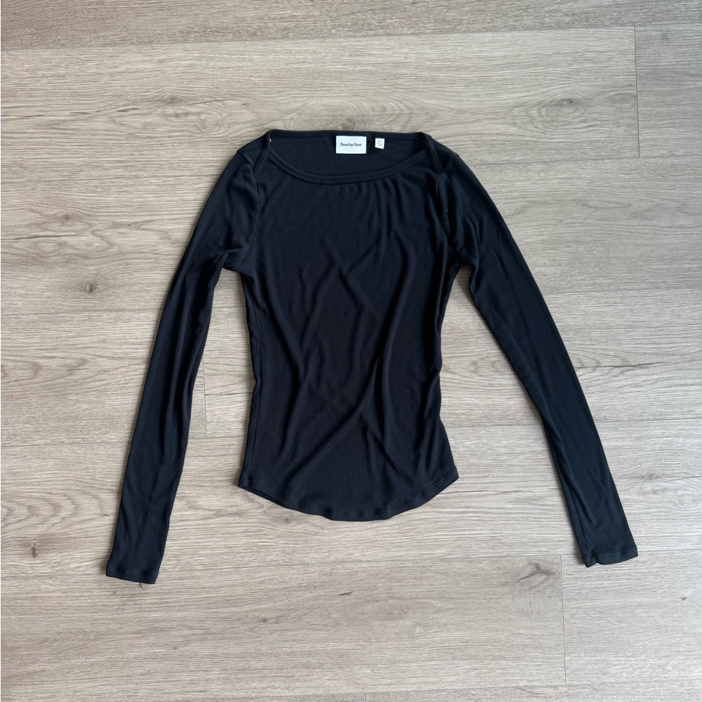 Aritzia Sunday Best Boatneck Ribbed Longsleeve